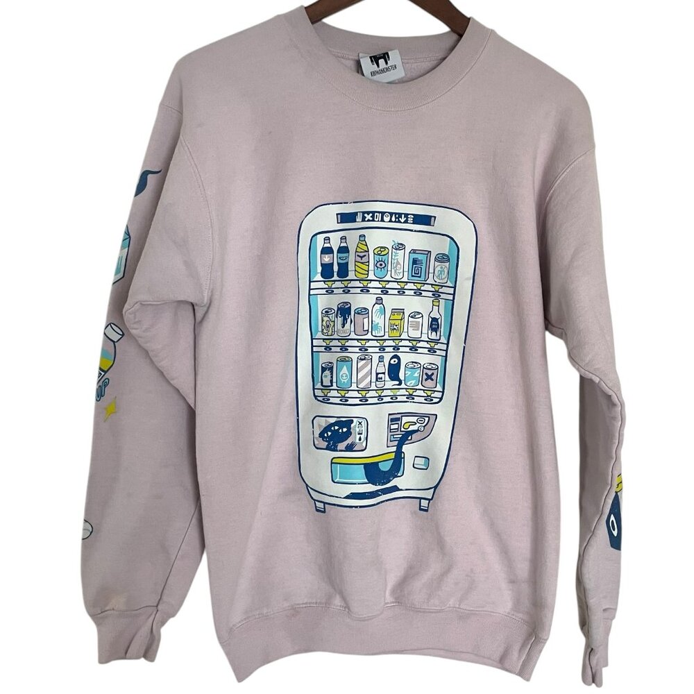 Kinwamonster Vending Machine Crew Neck Sweatshirt Small S Pink Pullover